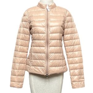 PATRIZIA PEPE Womens down feather puffer zip up jacket cream tan